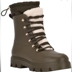 NWT Marc Fisher Freely Waterproof Lace-Up Lug Sole Boot Dark Green NEW in box 7